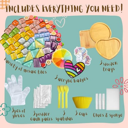Glittery Garden Mosaic Craft Kit - Decorate Your Own Coaster with Glass Tiles. Birthday Gift, Fun DIY Art and Craft Supplies. Girls, Kids & Teens Activity Kit