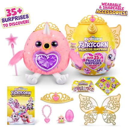 Rainbocorns Fairycorn Princess Series 6 Majesty th Flamingo - Collectible Plush - Magical Fairy Princess Surprises, Cuddle Plush Stuffed Animal, Stickers (Flamingo)