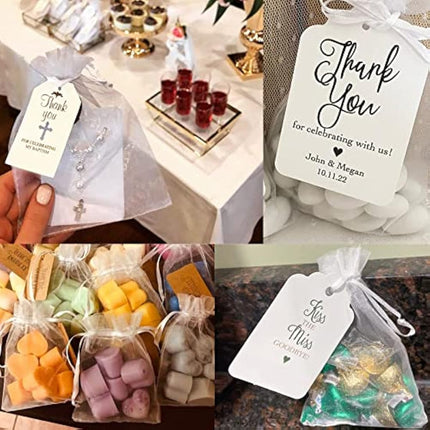 G2PLUS White Organza Gift Pouches, 10x15 CM Medium Organza Favour Bags, 100 PCS Wedding Jewelry Bags, Clear Mesh Pouches Perfect for Wedding, Christmas, Birthday, Anniversary