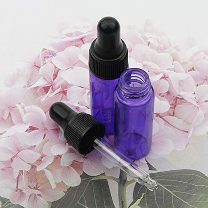 Pxyelec 30pcs 5ml (1/6oz) Glass Dropper Bottles Purple Refillable Essential Oil Bottle with Droppers for Fragrance Lotion Sample
