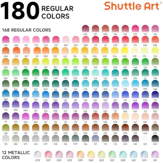 Shuttle Art 180 Colouring Pencils, Soft Core Coloured Pencils Set with 4 Sharpeners, Professional Colour Pencil for Artists Kids Adults Colouring Sketching and Drawing