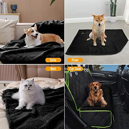 luciphia Waterproof Pet Blanket, Fluffy, Double Layer, Compact, Dog Blanket, Cat Puppy, Black, XL (145 x 216 cm)