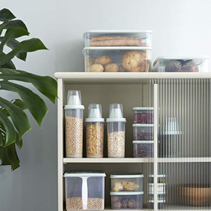 Citylife 2 Pack Dog Food Storage Container Airtight Cat Pet Food Storage Container with Measuring Cup Pour Spout Food Dispenser for Dog Cat Bird, 18.8 * 9.2 * 30 cm, 2 * 2.3 L (Green)