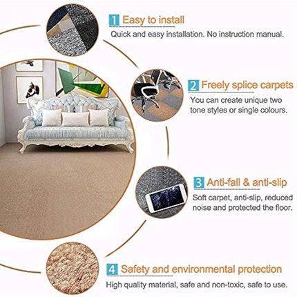 12 x Mixed Random Colour Carpet Tiles (40cm x 40cm) Heavy Duty Home Commercial Retail Office Shop Premium Flooring Rugs Floor Tile Hardwearing Anti-Slip Floor Covering, Bitumen Backed