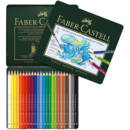 Faber-Castell 117590 Watercolour Pencils Albrecht Durer 24 Metal Case Art and Graphic Water Tank Brush