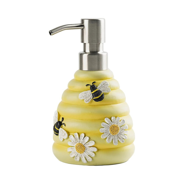 Tskcvy Bee Soap Dispenser, Decorative Hand Pump Refillable Soap Dispenser, Liquid Container for Shampoo Lotion, Yellow, Beehive Shape