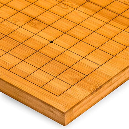Bamboo 2-Centimeter Etched Reversible 19x19 / 13x13 Go Game Set Board with Single Convex Melamine Stones and Bamboo Bowls Set - Classic Strategy Board Game (Baduk/Weiqi)