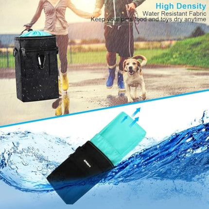 Philorn Dog Treat Pouch，Dog Walking Bag for Pet Training Treats Pouch with Free Clicker, Collapsible Bowl & Poop Bag Holder, Dog Treat Bag Water-Resistant Reflective Design, 3 Ways to Wear