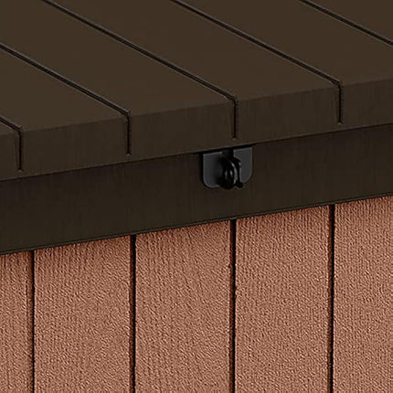 Keter Darwin 380L Outdoor Garden Furniture Storage Box Brown Evotech+ Wood Look and Feel | Fade Free | All Weather Resistant | Safe and Secure | Zero Maintenance | 2 year Warranty