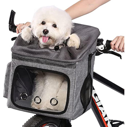 Ownpets Dog Bike Basket Bag Pet Carrier, Dog Car Seat with Safety Rope, Adjustable Shoulder Strap Portable Breathable Bicycle Basket Bag for Small Dogs and Cats