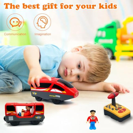 OBEST Land Train Toy, Battery Operated Action Train (Magnetic Connection) Compatible with Brio Fits Thomas Fits, Battery Operated Locomotive Train for Wooden Track - Toys for Toddlers