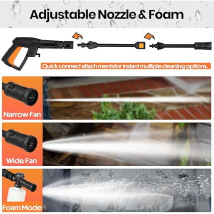 Pressure Washers 1800W,140Bar, Jet Washers Pressure Washers with Hose Reel Adjustable Nozzles & Foam Tank Power Cord, Power Washer for Yard, Cars, Garden, Furniture.