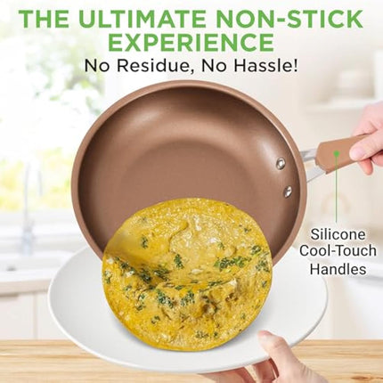 Nutrichef 20 Piece Pots and Pans Set, Bakeware and Cookware Set, Induction Hob Pots Set w/Lids, Non Stick Set, Heat Safe Silicone Handles, Saucepan, Frying Pans, Muffin Tin, Cookie Tray, Utensil-Gold