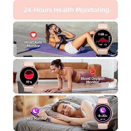 Parsonver Smart Watch Answer/Make Call, Fitness Watch for Women, Smartwatch IP68 Waterproof, 100+ Sport Modes, Heart Rate/Sleep Monitor, Fitness Tracker for Android iOS, Rose Gold, SPROD1