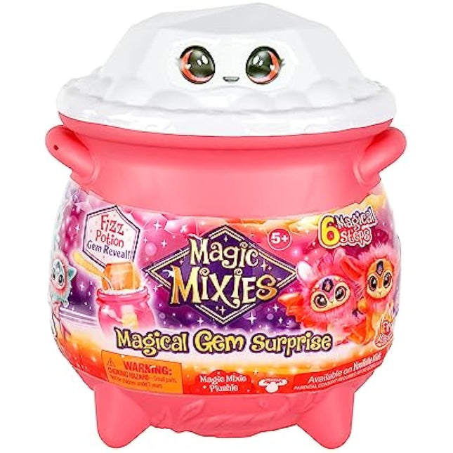 Magic Mixies Magical Gem Surprise Fire Magic Cauldron - Reveal a Non-Electronic Mixie Plushie and Magic Ring with a pop up reveal from the Fizzing Cauldron