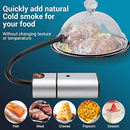 BORUiT Smoking Gun BBQ Cold Food Smoker, Portable Smoke Infuser Cheeses Salmon Sausage Meat Cocktail Smoker Handheld Portable BBQ Smoker with Wood Chips