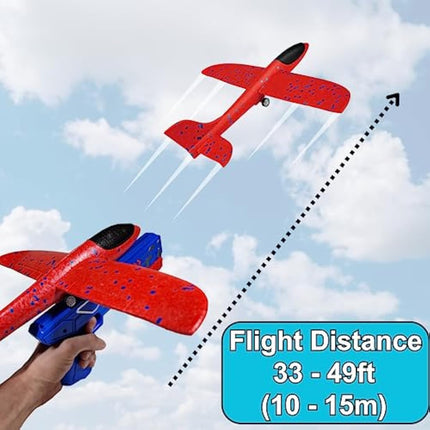 Nearasu 3 Pack Airplane Launcher Toy for 4 5 6 7 8 9 10 Year Old Boys with Catapult Gun, Foam Glider Plane Aeroplane, Outdoor Games Garden Flying Activities Toys Gifts For Children Kids Girls