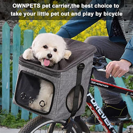 Ownpets Dog Bike Basket Bag Pet Carrier, Dog Car Seat with Safety Rope, Adjustable Shoulder Strap Portable Breathable Bicycle Basket Bag for Small Dogs and Cats