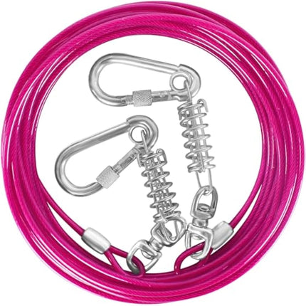 HaiYUAN Dog Tie Out Cable 10/15/20/25/30FT Dog Run Cable Rosy Pink/Blue/Purple/Silver/Red/Green/YellowTie Out Cable for Large Dogs Heavy Duty for Outside Hold Large Dogs Up to 250LBS