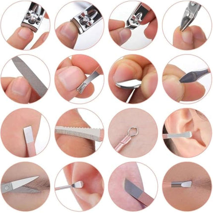 Manicure Set Glamour Gaze Manicure Pedicure Kit Nail Clippers 16 in 1 Professional Stainless Steel Cuticle trimmer Grooming Kit for Men Women with Storage Travel Case