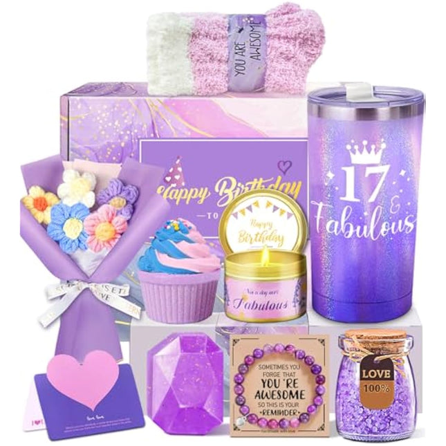 17th Birthday Gifts for Girls, Gifts for 17 Year Old Girls, 17 Year Old Girl Gifts, Gift Ideas for Female Daughter Sister Niece Granddaughter Best Friends, 17th Birthday Decorations