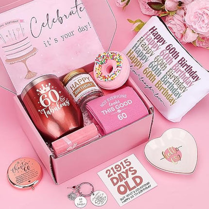 60th Birthday Gifts for Women, Happy 60th Birthday Hamper for Her, 60 Year Old Lady Gifts, Birth-Day Pamper Box for Mum Grandma Best Friend Sister Turning 60, Personalised 60 th Birthdays Present