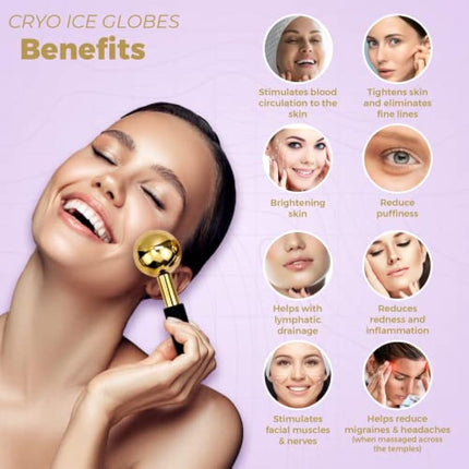 S.Sara Ice Globes for face and eyes | Facial skin care tool for face, neck and eyes | Stainless steel facial massage roller | Depuff skin | Rejuvanate skin | Unbreakable | Set of 2