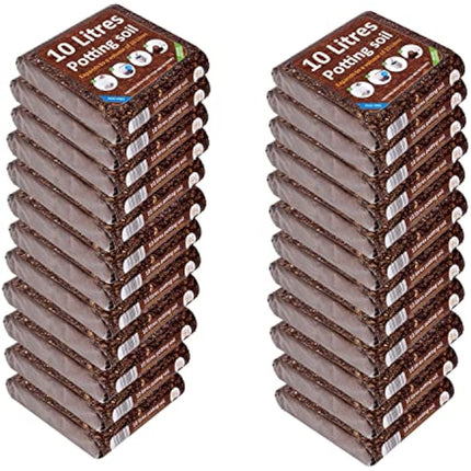 GreenBrokers 24 Packs of 10 Ltr Organic Potting Compost | Peat-Free & Nutrient-Enriched | Expands to 10 Liters | For Indoor & Outdoor Plants | Enhanced with Plant Food