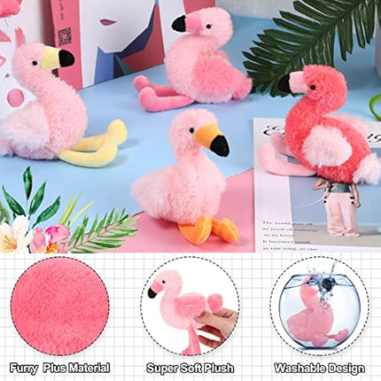 Skylety 18 Inches Flamingo Stuffed Animal with 4 Babies Plush Toys Inside Zippered Tummy Pink Mommy Flamingo Toy Stuffed Animals for Birthday Party Decoration