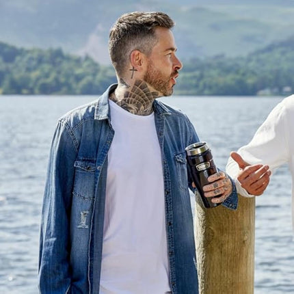 Thermos Stainless King Travel Tumbler & Multi- Purpose Flask- 470ml Insulated Hot & Cold Water Bottle for Daily Commute & Weekend Adventures - Sleek Design in Gun Metal, 5-Year Durability