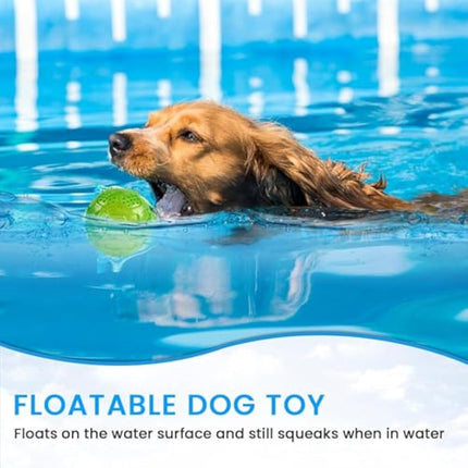 PETTOM Dog Ball Squeaky Toy, Small Dog Chew Toys Balls Waterproof Floating Bouncy Rubber Ball with Squeaky Sound for Training Swimming, 3 Packs (Orange,Blue,Green)
