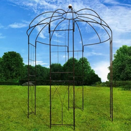 OUTOUR® French Style 4-Sided Birdcage Shape Metal Gazebo Pergola Pavilion Arch Arbor Arbour Plants Stand Rack for Outdoor Garden Lawn Backyard Patio, Climbing Vines, Roses, Flowers, Dark Rust