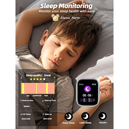 Slothcloud Kids Smart Watch for Boys Girls,IP68 Waterproof Fitness Activity Tracker Watch,Heart Rate Sleep Monitor,8 Sport Modes,Pedometers,Calories Counter,Alarm Clock,Kids Gifts Teens 5+ (Black)