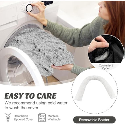 COSTWAY Plush Dog Sofa Bed, Calming Pet Sleep Couch with Anti-Slip Bottom, Washable Cover, Soft Neck Bolster, Fluffy Puppy Cats Bed Mat for Small Medium Large Dogs (S, Grey White)