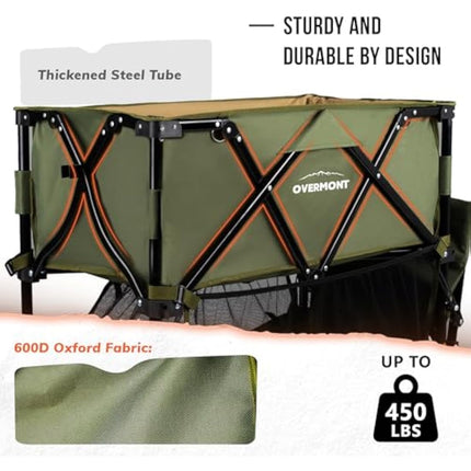 Overmont 400L Folding Double Decker Wagon - All-Terrain Detachable Big Wheels 200kg Capacity Collapsible Festival Wagon for Camping Sports Shopping Garden and Beach Green