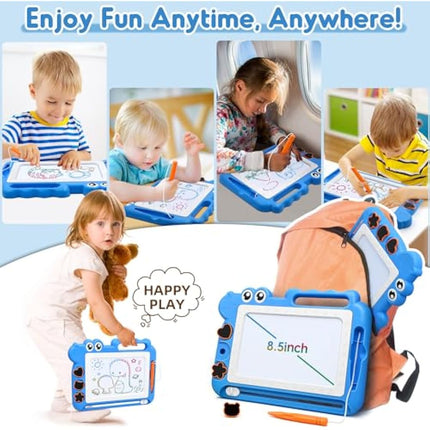 AiTuiTui Dinosaur Magnetic Drawing Board Kids Toys for 2 3 4 5 Years Old Girls Boys Birthday, Color Erasable Doodle Education Learning Kid Age 2-7, Toddler Drawing Travel Toys (Blue)