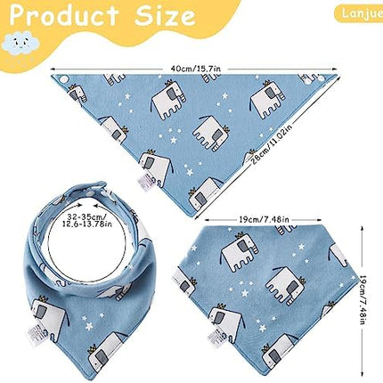 Baby Bandana Dribble Bibs, 10-Pack Cotton Baby Feeding Bibs Super Absorbent Drool Bibs with Adjustable Snaps for 0-36 Months Newborn and Toddlers