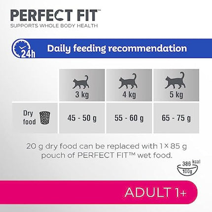 Perfect Fit Adult 1+ Complete Dry Cat Food for Adult Cats Aged 1+ Years, Rich in Salmon, 1 Bag (7 kg)