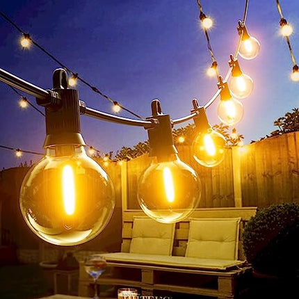 Kawaya Garden String Lights Mains Powered Outdoor Festoon Lights 45.7m / 150ft LED Outside Fairy Lights Waterproof with 73+3 Shatterproof Bulbs for Garden Gazebo Patio Festival Party Warm White