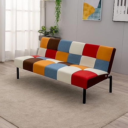 Panana Sofa Bed Click Clack Modern Sleeper Sofa Settee Rainbow Patchwork for Living Room/Guest Room