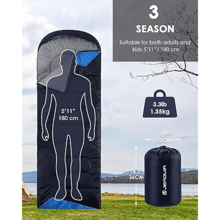 Sleeping Bags for Adults Backpacking Lightweight Waterproof- Cold Weather Sleeping Bag for Girls Boys Mens for Warm Camping Hiking Outdoor Travel Hunting with Compression Bags