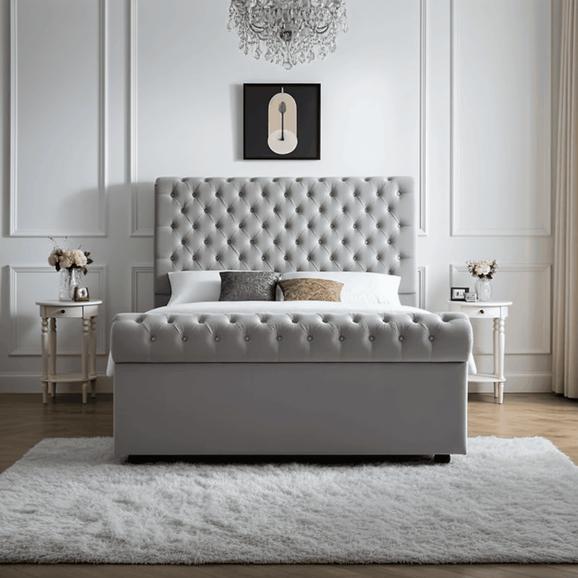 Traditional Sleigh Bed Frame – Chesterfield Design