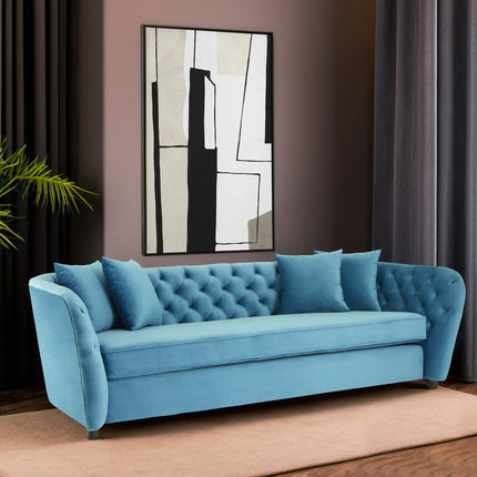 3 Seater Cyan Velvet Sofa, Riva