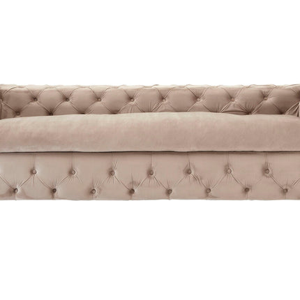 3 Seater Beige Velvet Sofa, Ophelia