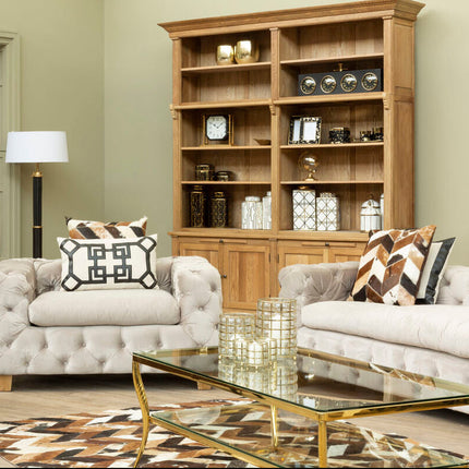 3 Seater Beige Velvet Sofa, Ophelia