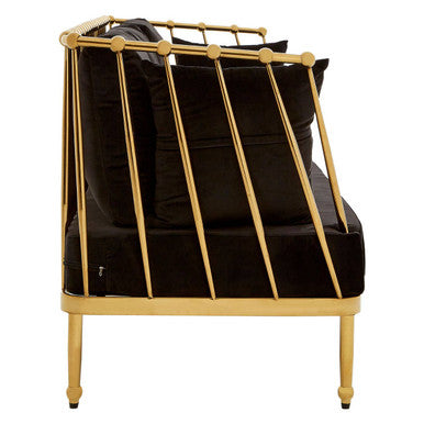 3 Seater Gold Finish Tapered Arms Sofa, Novo