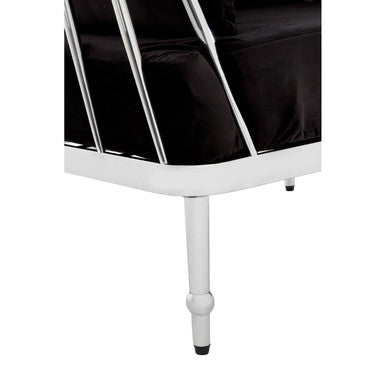 2 Seater Silver Finish Tapered Arms Sofa, Novo