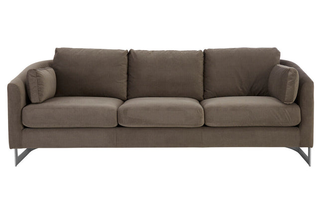 3 Seater Dark Grey Cotton Velvet Sofa, Freda
