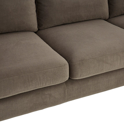3 Seater Dark Grey Cotton Velvet Sofa, Freda