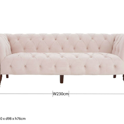 3 Seater Blossom Fabric Chesterfield Sofa, Suri